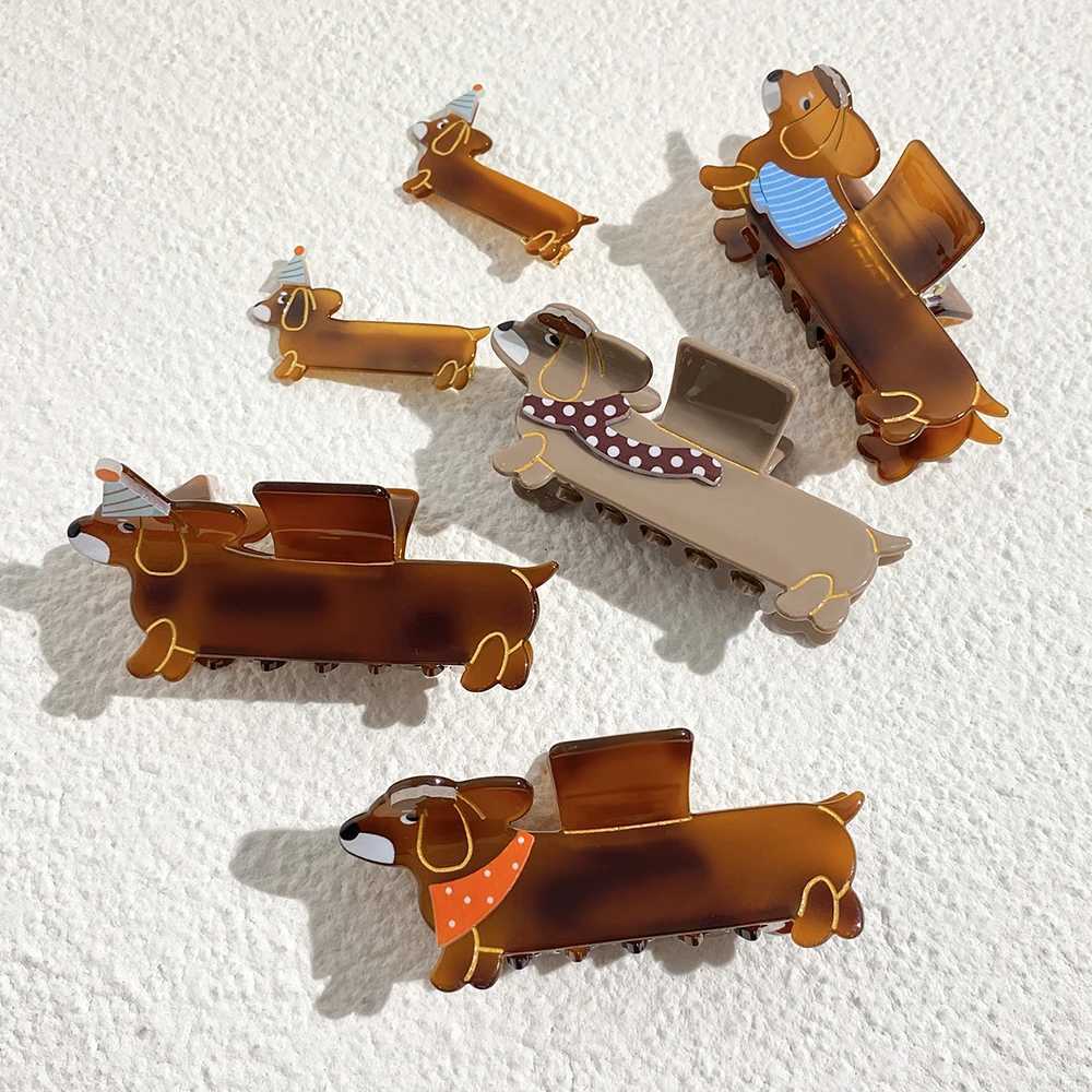 Creative and interesting cartoon dog oversized hair clip claws suitable for female and girl personalities acetate animal hair accessories headwear too