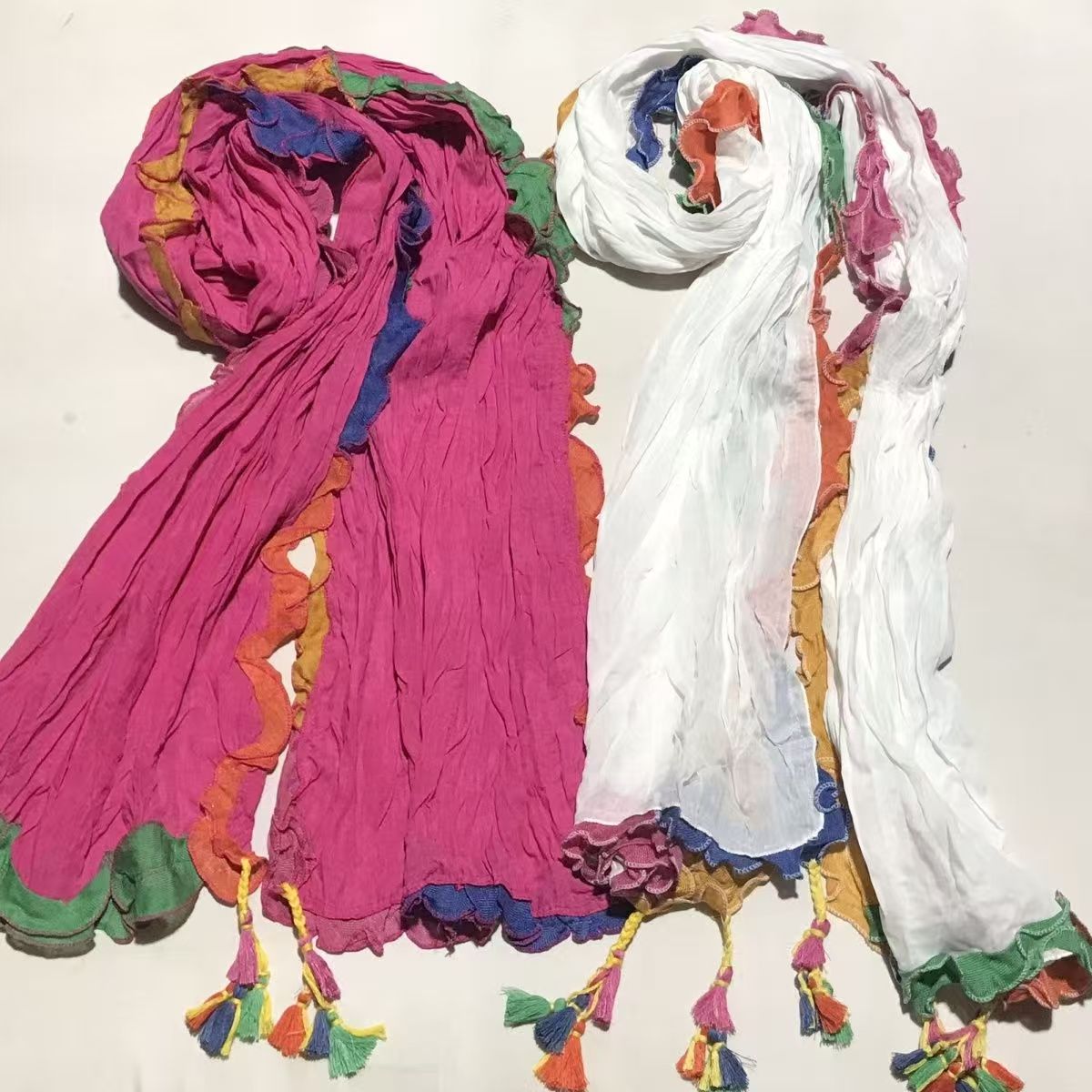 T550 cotton retro art pleated versatile silk scarf warm neck protection fashionable new thin shawl scarf neck