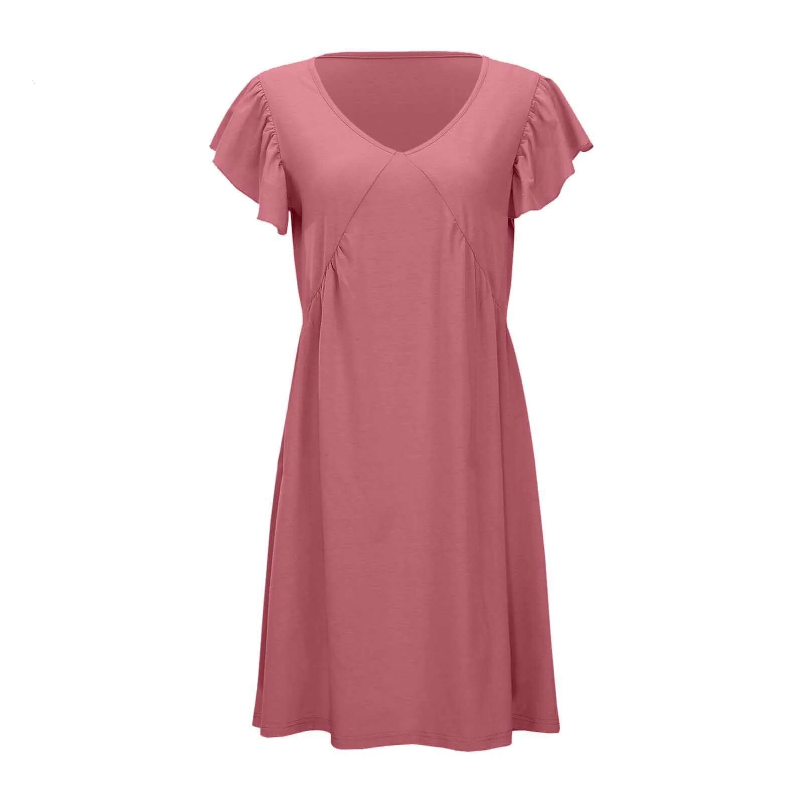 Dongdumaoyi Summer Green Fashionable Women S Mini Dress Flying Sleeves Slim Fit V Neck Pullover Short Style Solid Trendy New