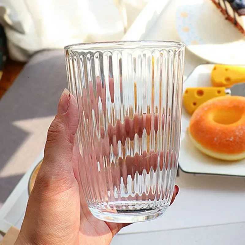 250ml/360ml Coffee Mugs Cafe Vintage Striped Cups Transparent Glass Latte Iced Coffee Cup Cold Extract Mocha ic Drinkware Y251125