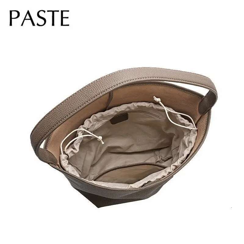 Designer Bag 100% Soft Shoulder Female Big Natural Real Cow Women Leather Handbags Bucket Ladies Tote Hand Bags Grey