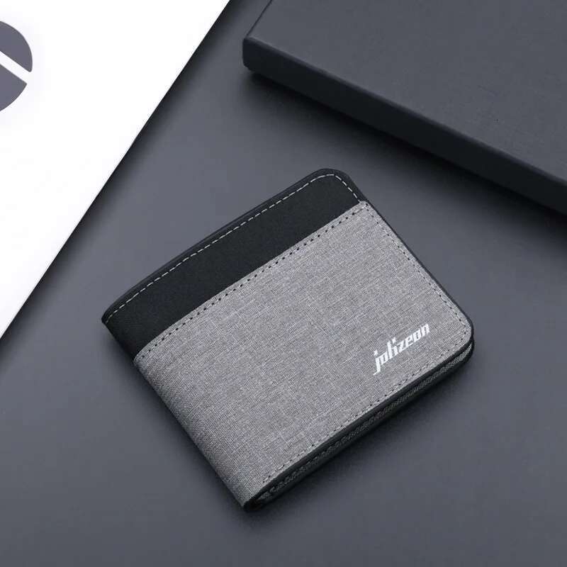 Canvas Men Black/Blue/Gray Wallet Male Money Id/Photo/Bank Holder Short Purse Credit Card Case Bag