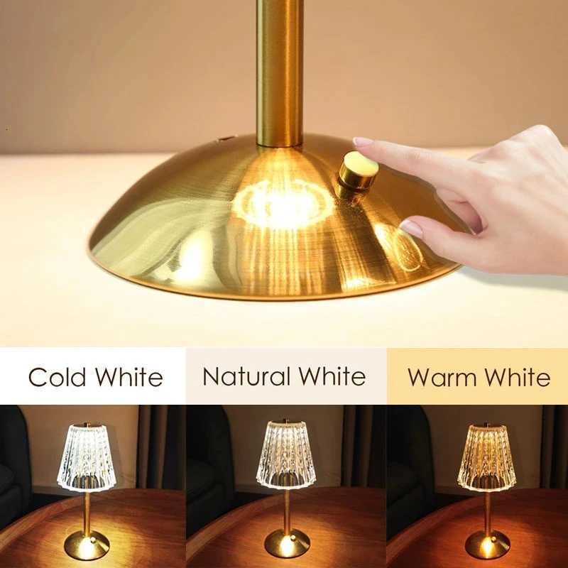 Bar Touch Table Lamp Rechargeable Wireless Desk Lamp Portable Bedroom Night Light LED Decor Lights for Coffee Hotel RestaurantM251125
