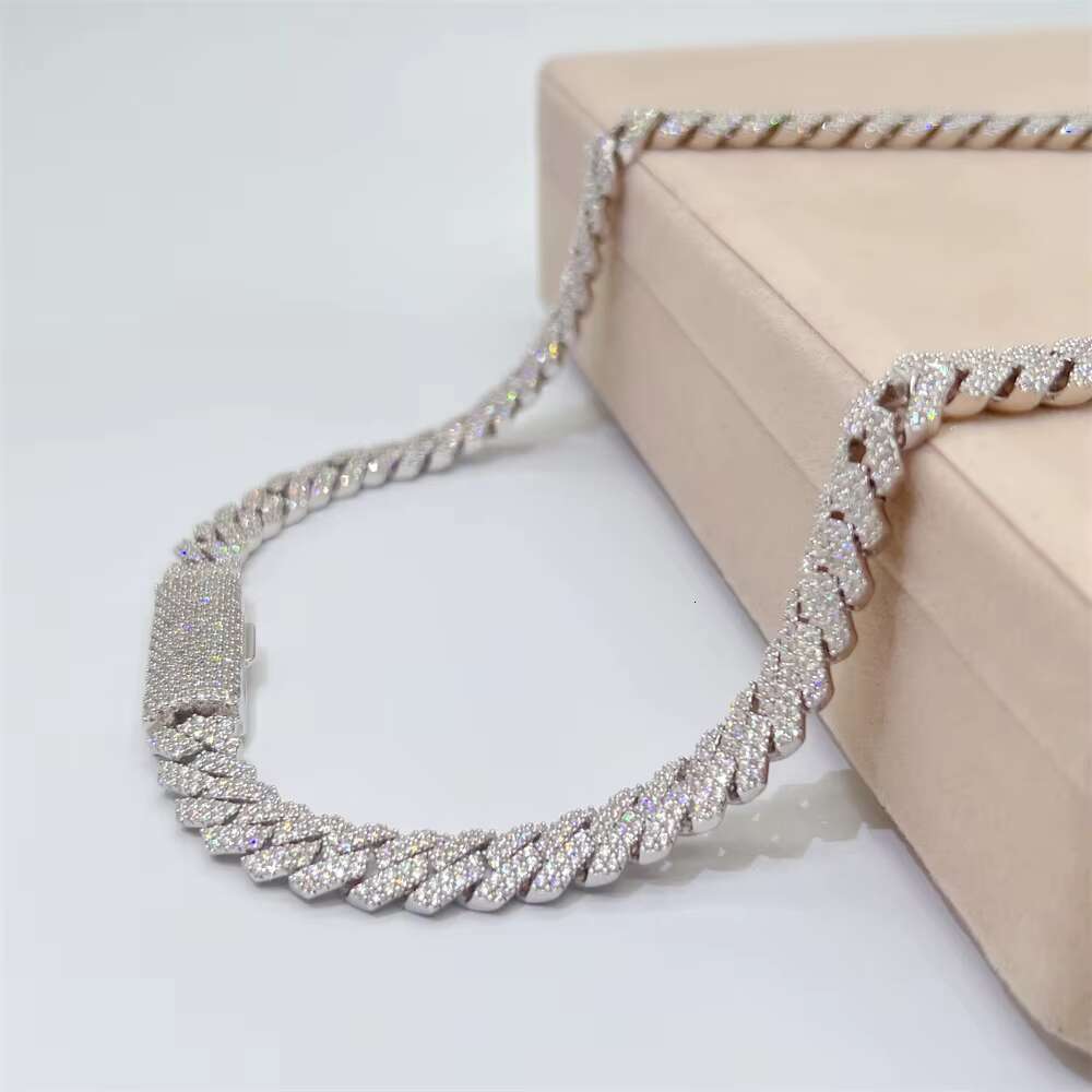 2022 New Design Hip Hop Jewelry Custom 925 Sterling Silver 10mm Bracelet Necklace Mens Iced Out Cuban Link Chain