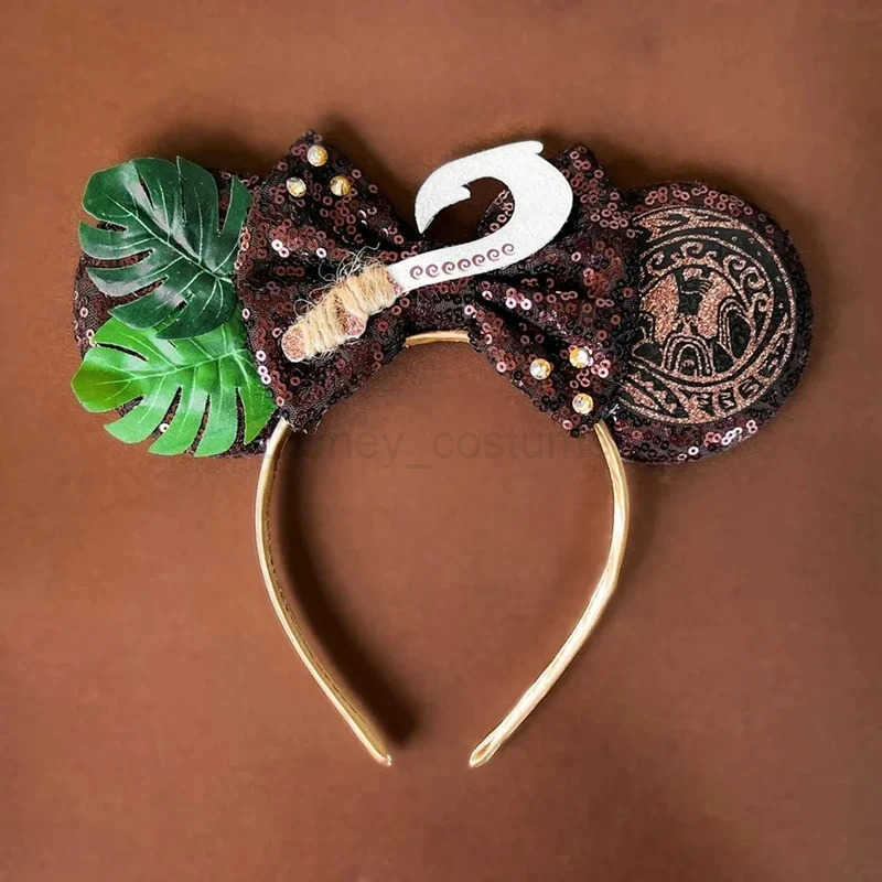 Disney Mickey Mouse Headwear Moana Earwear Girl Childrens Fish Hook Hair Womens Glitter Bow Maui Hair Accessories Gift X250425
