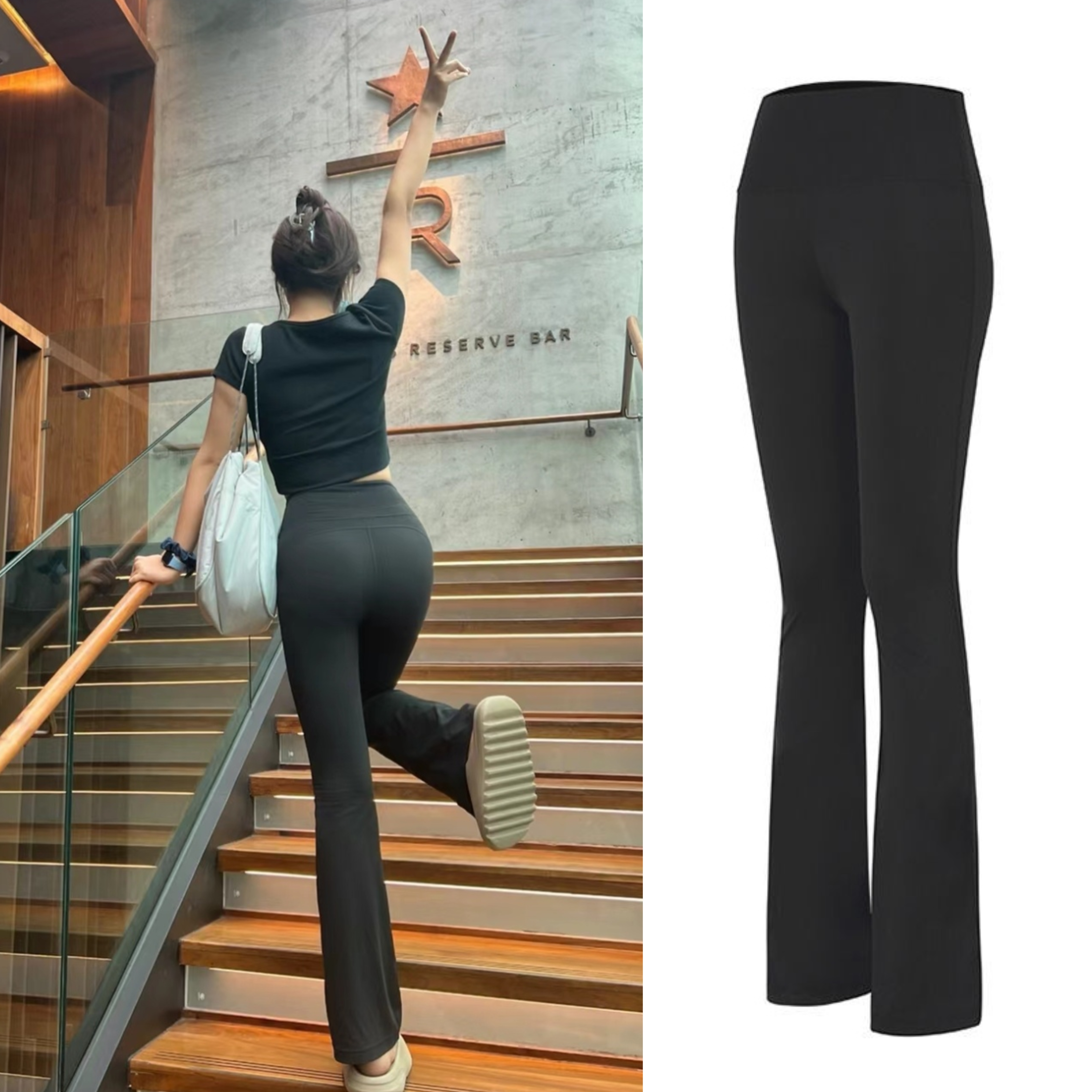 1u Yoga Flare Pant Flared Leggings Sweatpants High-Rise High Waist Woman Slim Fit StretchBreathable Waistband Pocket Tummy Control Butt Lift Wide Leg Casual Tights