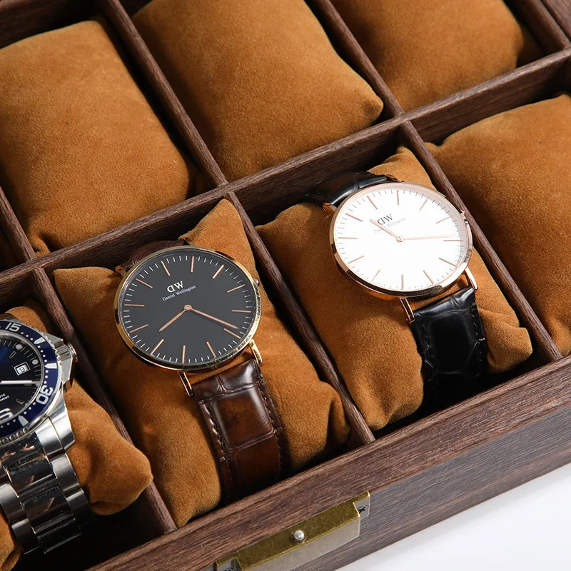 DELESYS Multi-layer large capacity vintage wood grain leather exquisite dust-proof watch jewelry double collection storage box 250424
