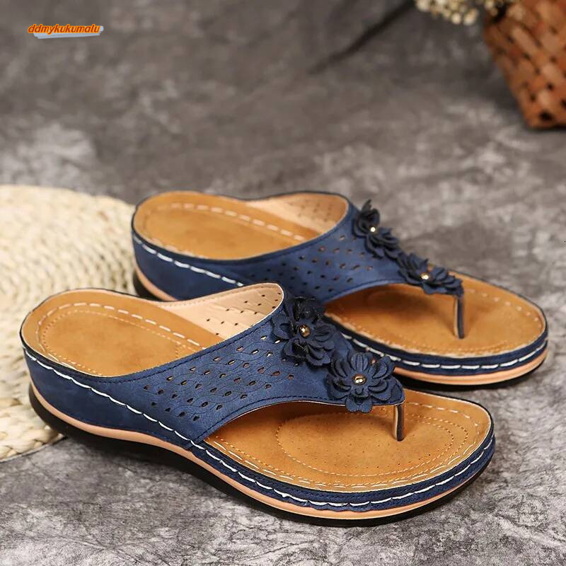 Summer flops, floral sponge cake bottom slippers, oversized casual women's sandals, flip flops ddmykukumalu