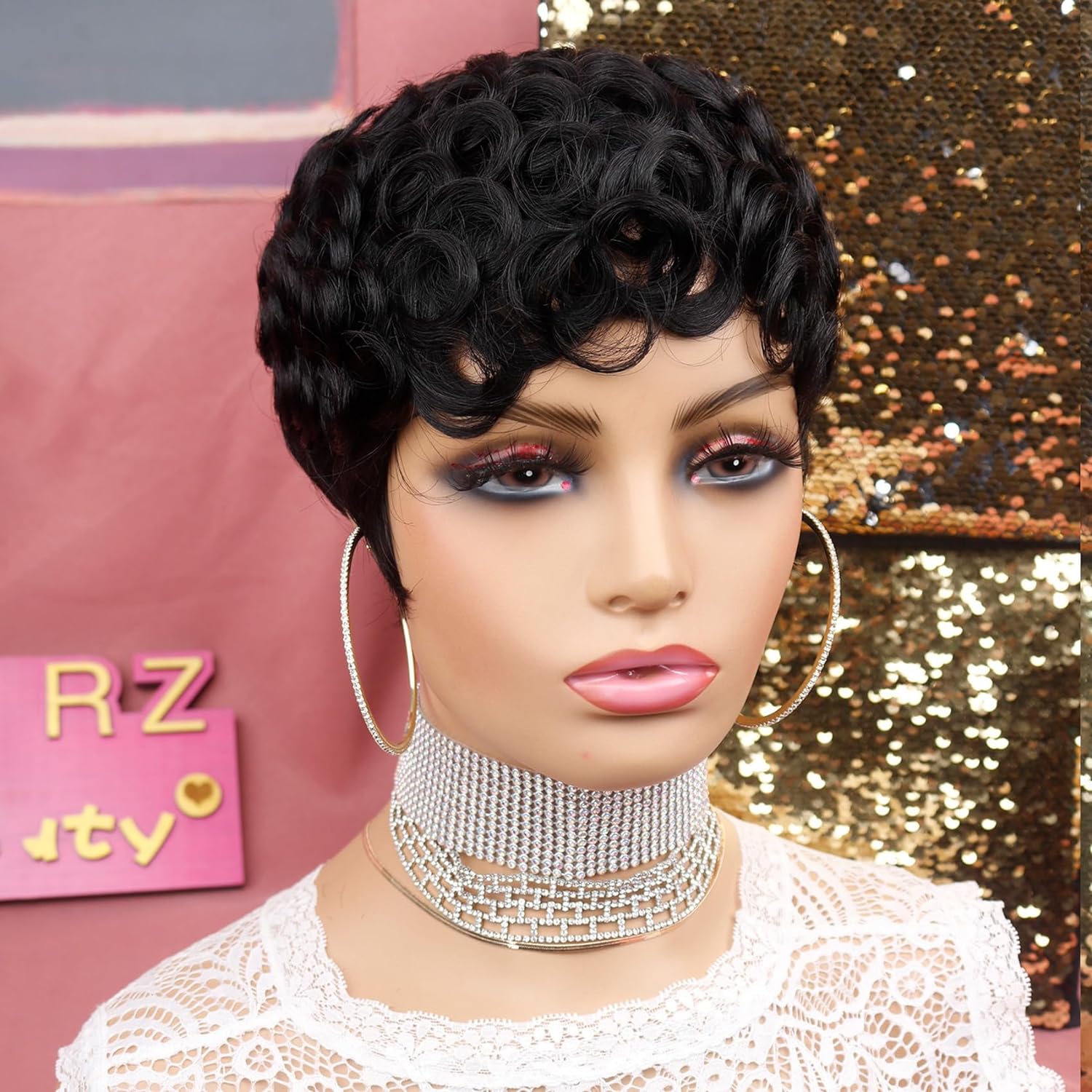 Natural Human Hair Short Pixie Wig with Curly Texture - Perfect Fit for African American Women