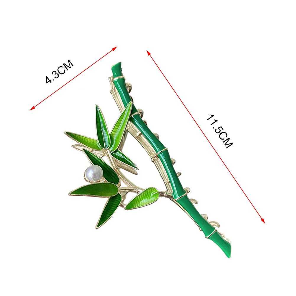 Retro green bamboo hair claw womens new fashion pearl ponytail claw clip pearl shark clip girl style decorative headwearT250425