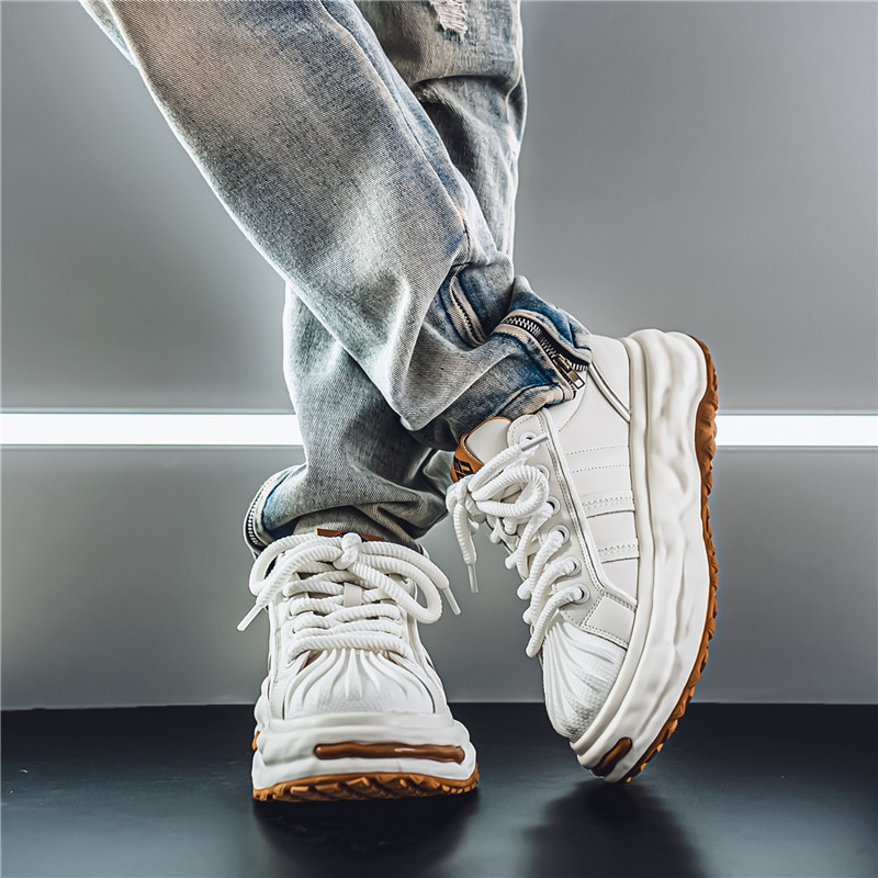 Free shipping 2025 spring summer trendy men shoes new casual sneakers thick sole height increasing running shoes size 39-44