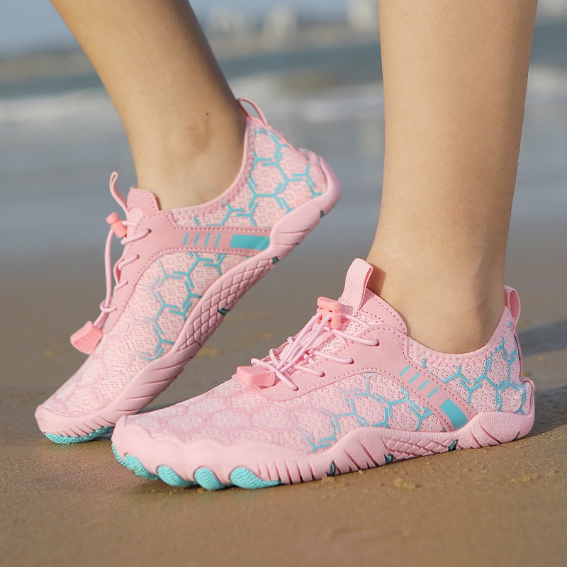 2025 free shipping outdoor hiking shoes anti slip cycling shoes mesh soft sole breathable hiking shoes men women leisure shoes black pink gray sizes 3