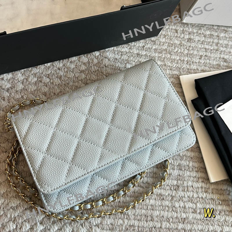 Ladies Designer Card Holder Walllet Flap Bag Caviar Leather 8 Colors Golden Hardware Matelasse Chain Diamond Lattice Crossbody Coin Purse Shoulder Handbags 19cm