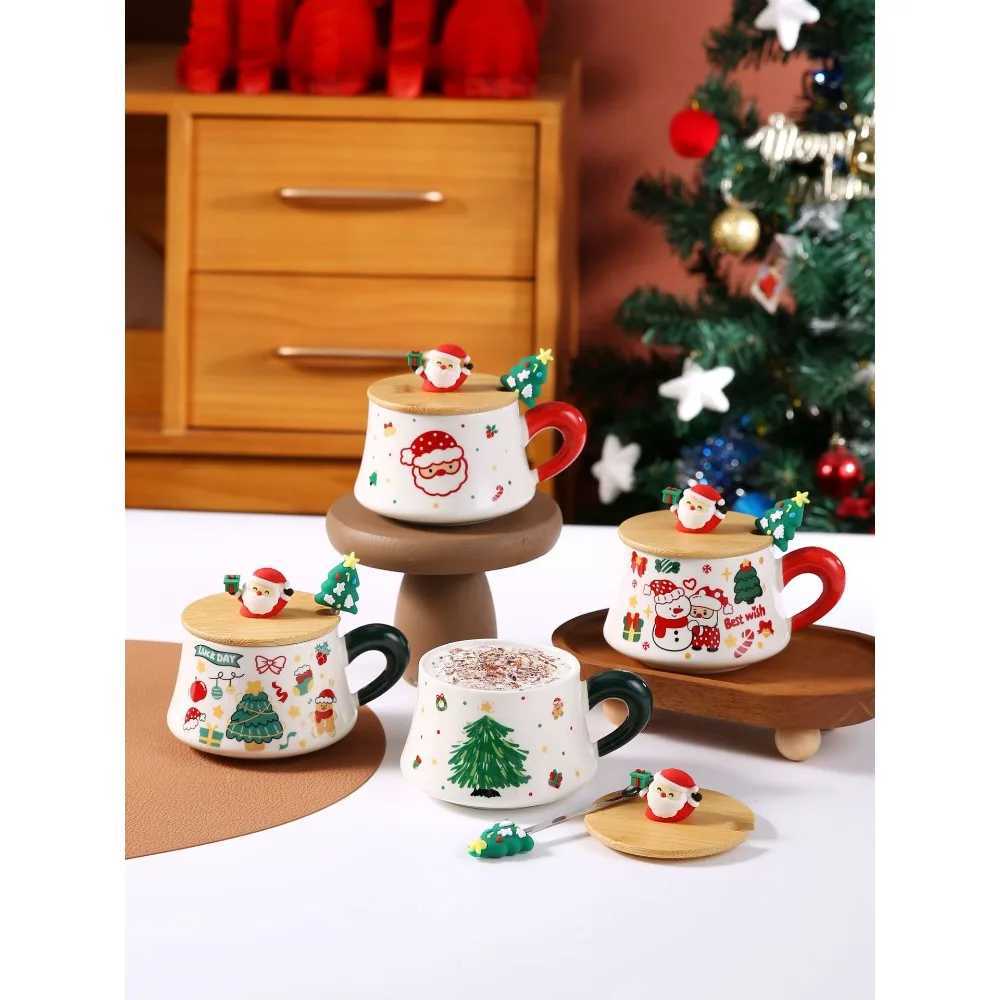 New Reliable Christmas cups covered ceramic cups office coffee cups home mugs Christmas birthday and festival gift boxes Y251125