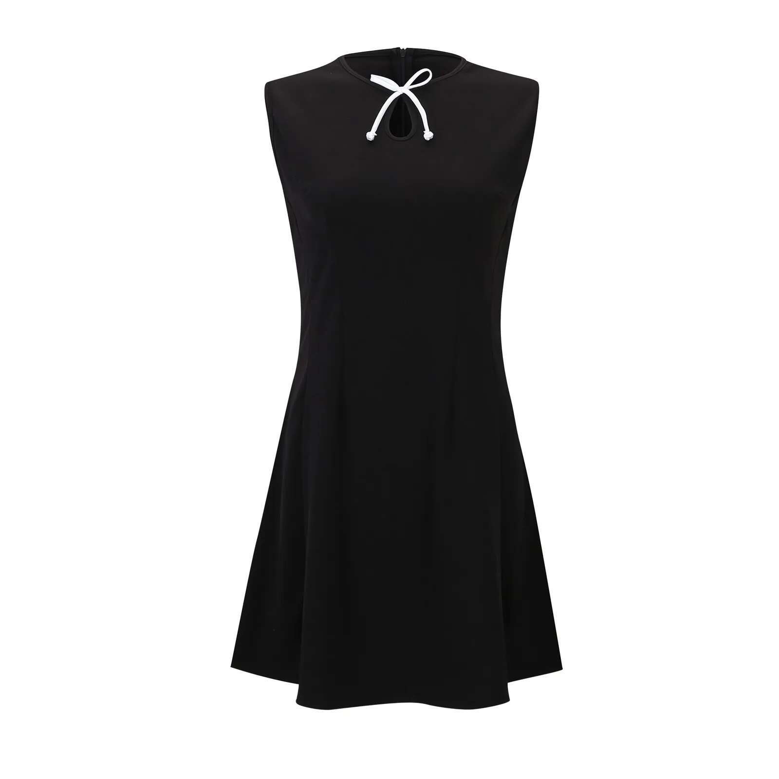 Sexy Chic Bow Tie Party Women Mini Sleeveless O Neck Elegant Dress Fashion 2025 Spring Summer