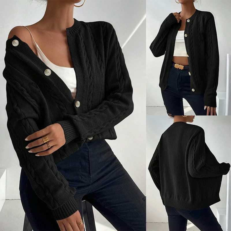 Womens Twist Knit Cardigan Sweater Open Front Button Style Warm Fashionable Autumn Winter Top Female OuterwearT251125