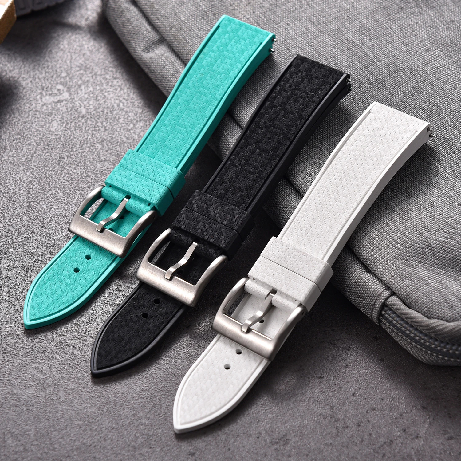 High Quality FKM Rubber Watch Strap 20mm 22mm Mosaic Quick Release Watch Bands Diving Waterproof Soft Wristband 250425