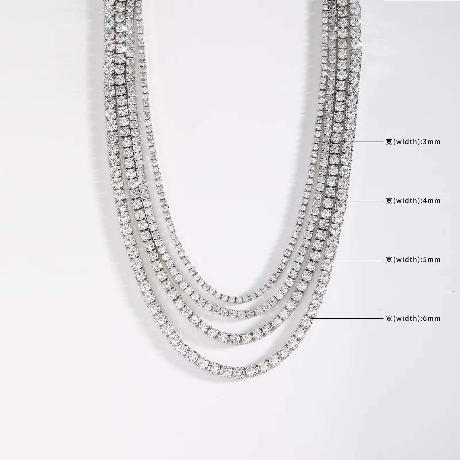 VVS Round Moissanite Necklace Custom Size Hip Hop Jewelry 925 Sterling Silver Moissanite Tennis Chain With