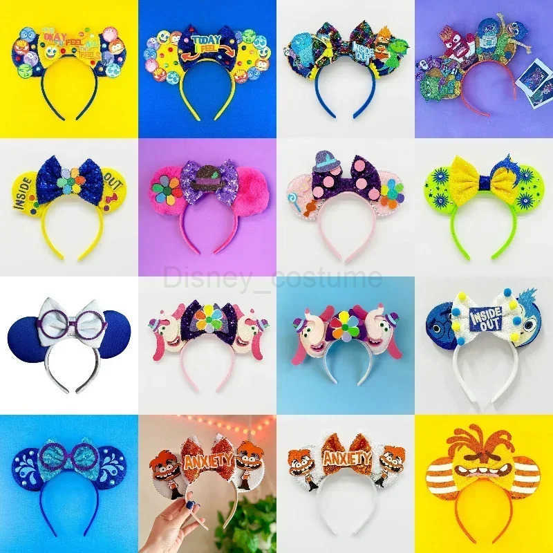 Disney Pixar Inside Out Ears Headband Girl Cartoon Joey Hair Accessories Female Disney Feeling Sad ANXIETY Bow Hair Childrens Role Playing X250425
