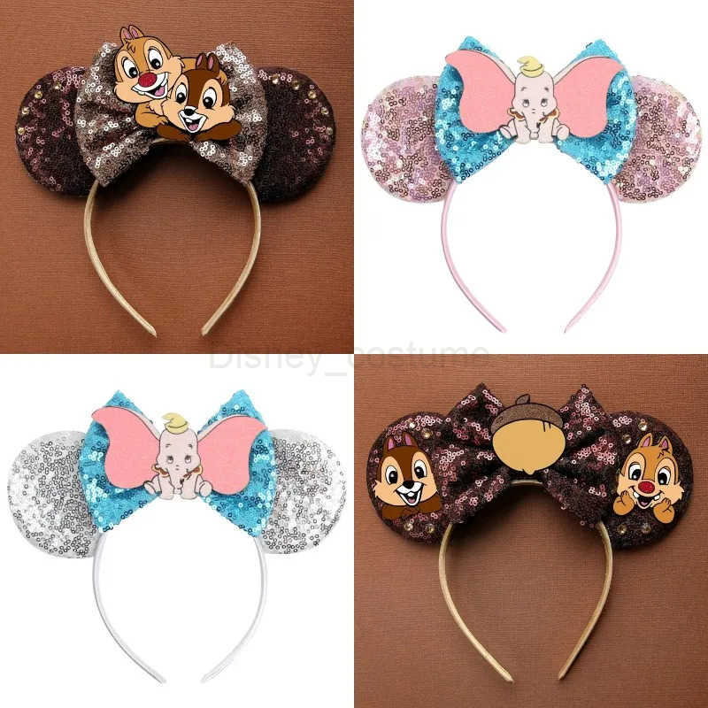 Disney Womens Ears Princess Headband Female Cute Crown Hair Girl Kavay Queen Headpiece Childrens Glitter Bow Hair Accessories Gift X250425