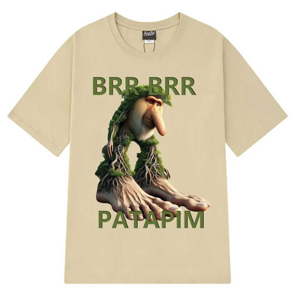 Brr Patapim T-shirt Funny Italian Brainrot Meme Graphic T-shirt Mens Summer 100% Cotton Comfortable Soft O-neck T-shirt Top W250425