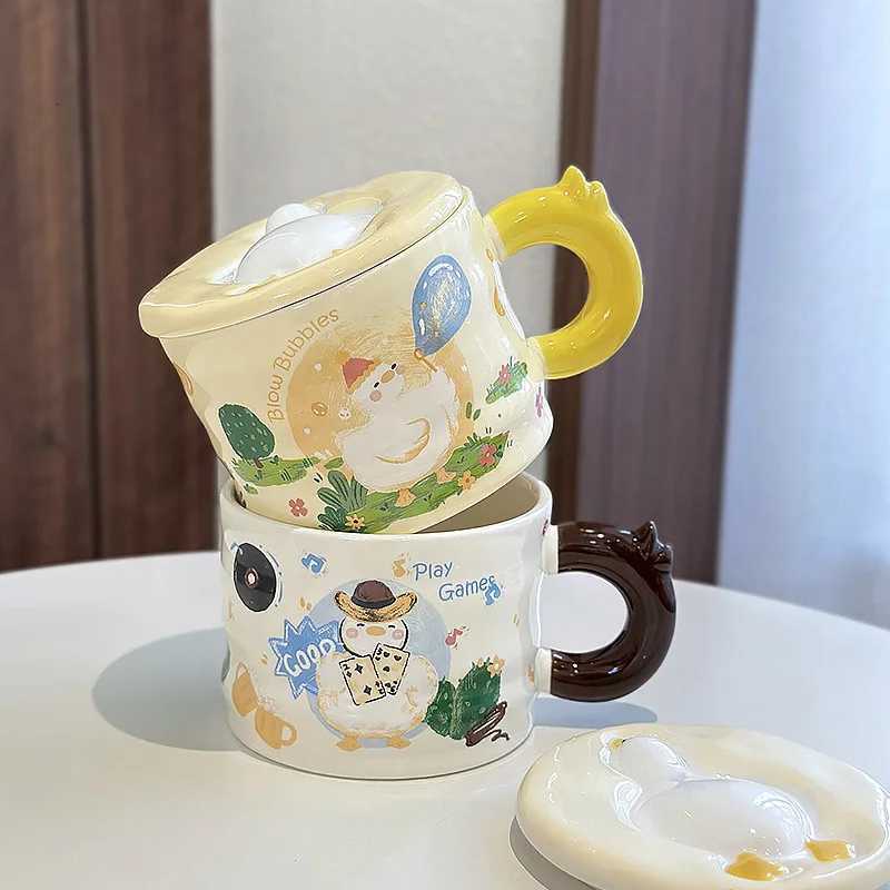 Cute Duck Ceramic Cup Cute Ceramic Cup With Lid Funny Cups of Coffee Beer Mugs Drinkware Mug Personzed Gift Christmas Tea Bar Y251125