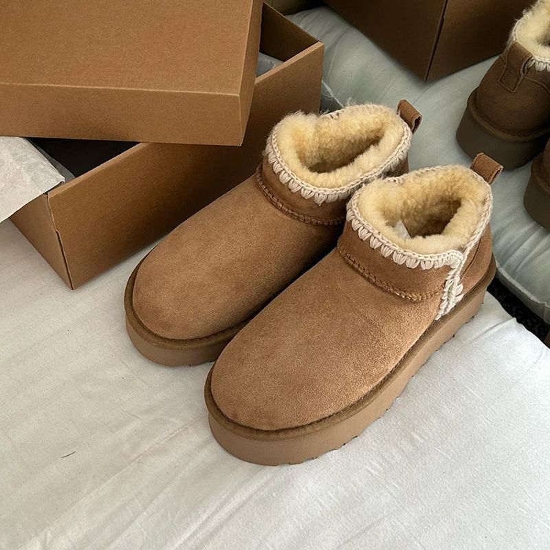 designer Tasman Slippers Tazz mustard seed Chestnut Sand Fur Slides Sheepskin Classic Ultra Mini Platform Boot Winter Women Men Slip-on Shoes Suede Upper Wool Fall