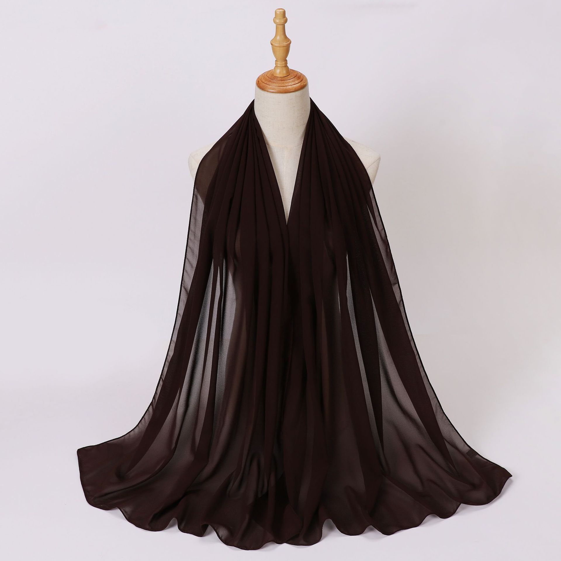 K516 Cross-border live broadcast 75D solid color pearl chiffon long scarf Hui scarf Middle East Africa headscarf Malay Indonesia hijab