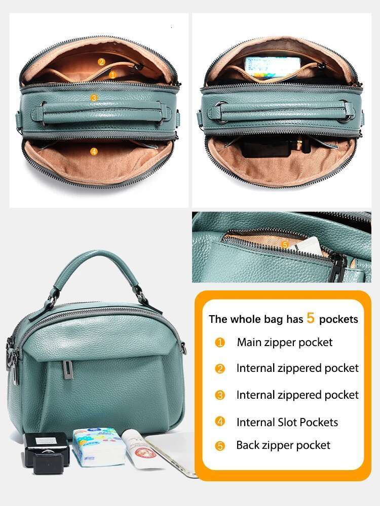 Zency 2025 New Genuine Leather Women's Shoulder Simple Cowhide Ladies Handbag Satchel Bag Female Commuter Shopping Daily Bag