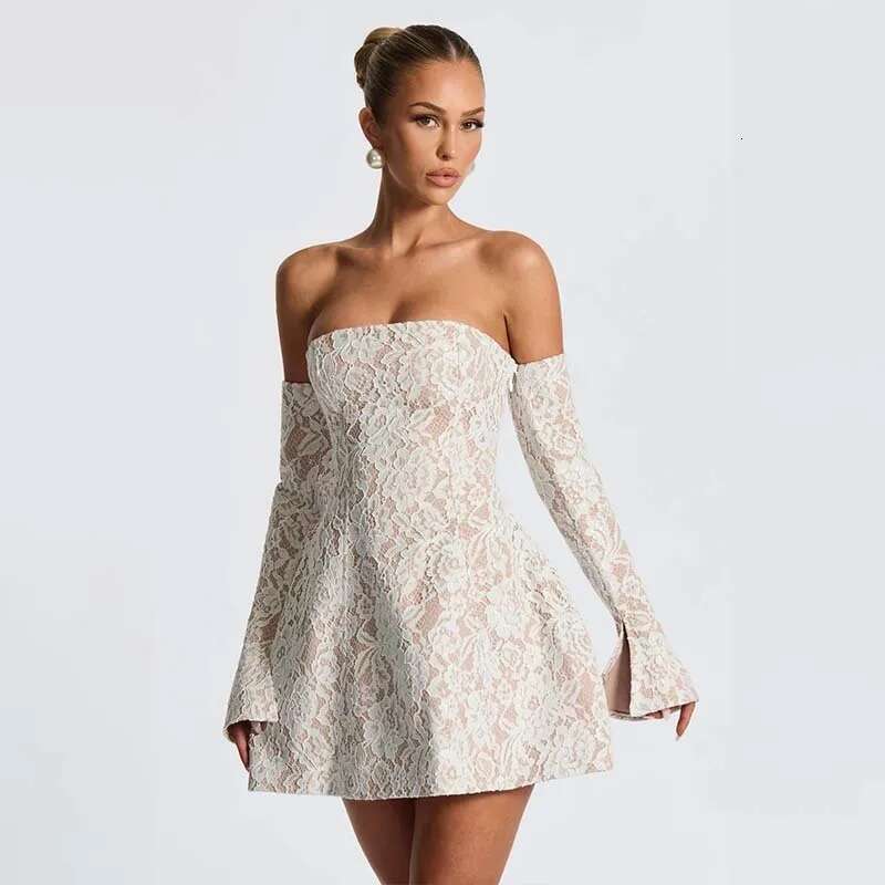 Dongdumaoyi Townlike Waist Wrap A Line Dress Women Mini Spring Summer Autumn Winter Lace Nightclub Sexy Party Dresses