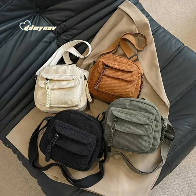 Korean Haruku Messenger Bags Corduroy Women's Small Shoulder Teenager Girl Crossbody Bag Cute Tote Student Bolsa ddmynov