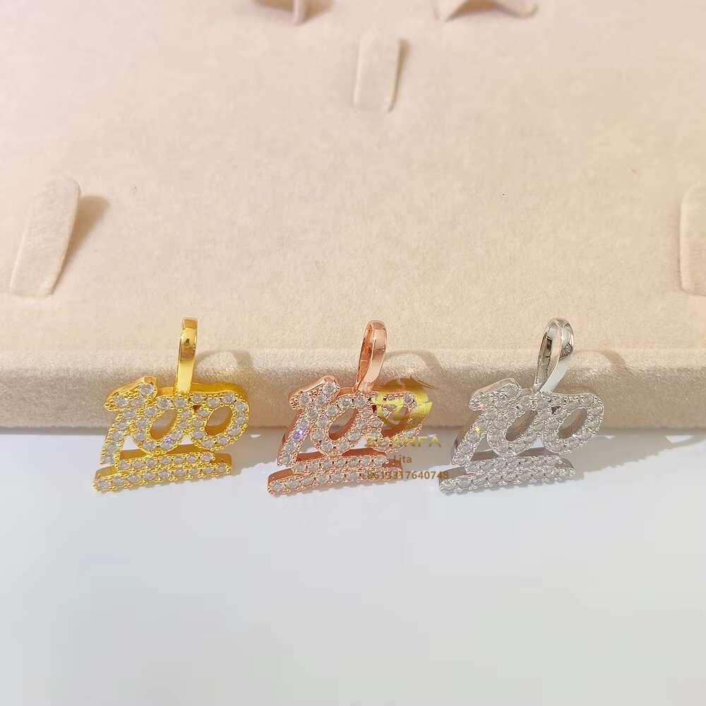 Pass Diamond Tester 100% Moissanite Jewelry Roses Gold Plated Sterling Silver Charms Round Diamond Pendant Necklace