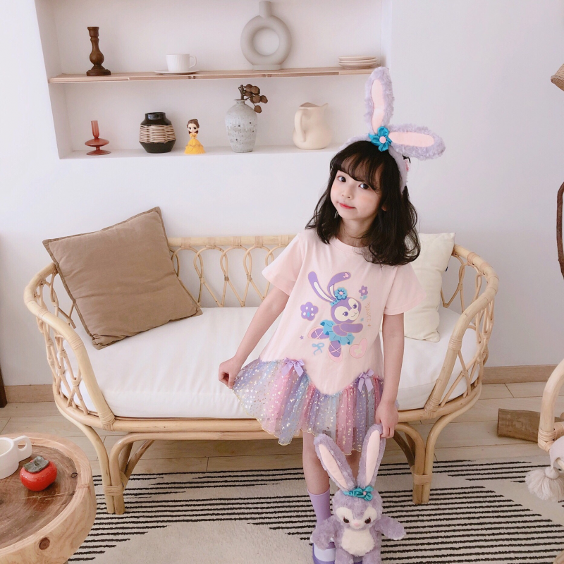 DISNEY Kids designer clothes Star Darla princess dress Kids clothes Summer cartoon dress Girls' mesh dress Baby dress.