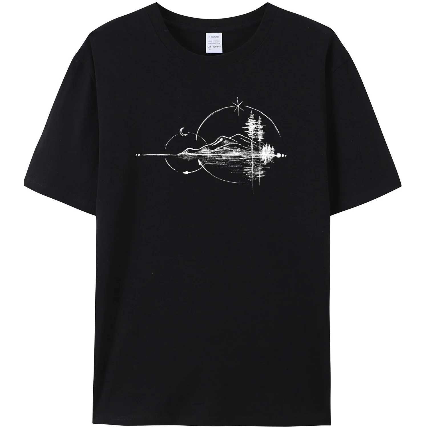 Mens Geometry Mountain Short sleeved Printed Casual T-shirt 180GMS 100% Cotton Funny Graphic Outdoor Natural Summer T-shirt W250425
