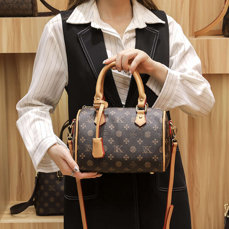 MKF designer free shipping Light luxury genuine leather High quality casual Boston bag versatile classic vintage handbag for woman