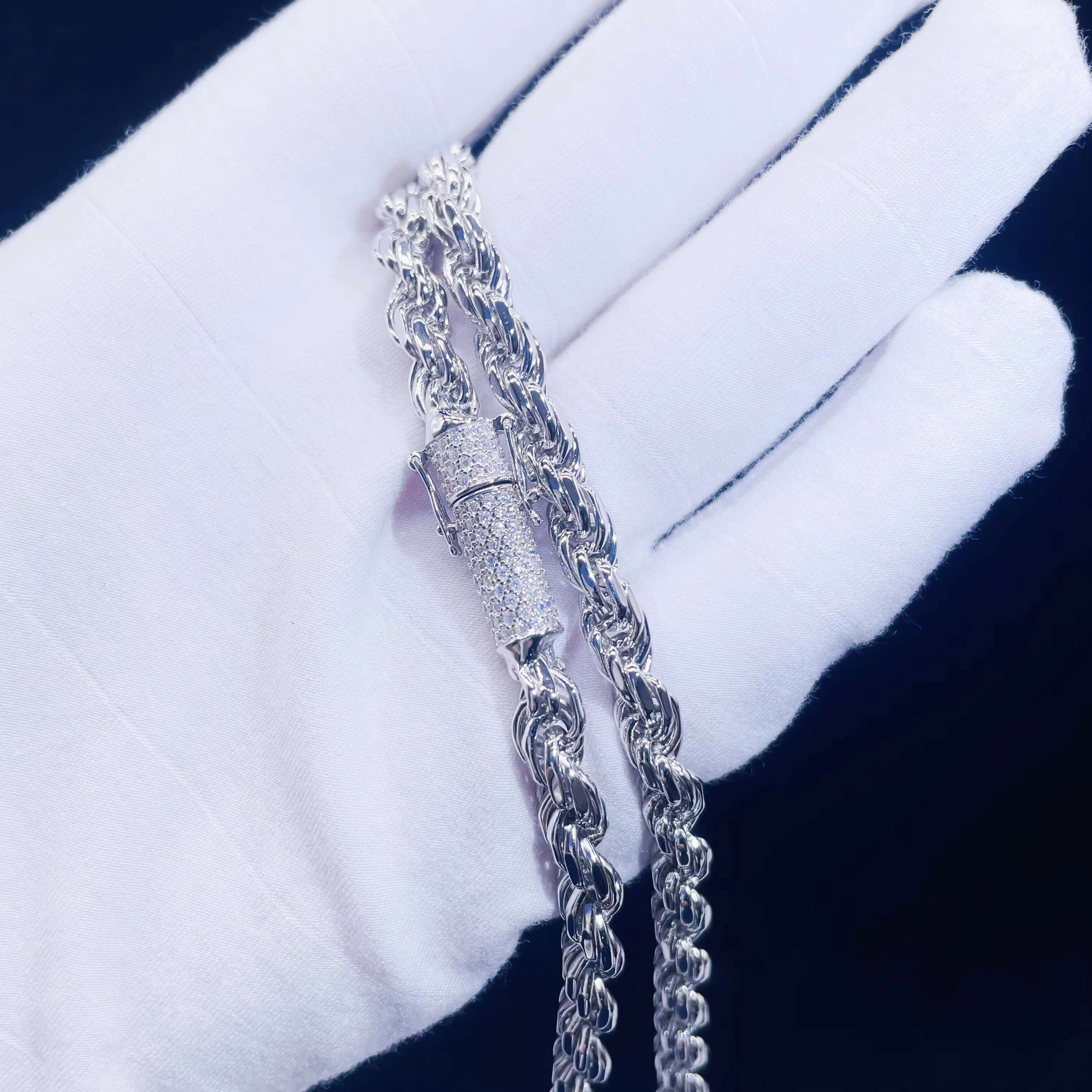 Moissanite Jewelry Hiphop Chain Ready to Ship 6mm Width 925 Sterling Sliver Cuban Chain