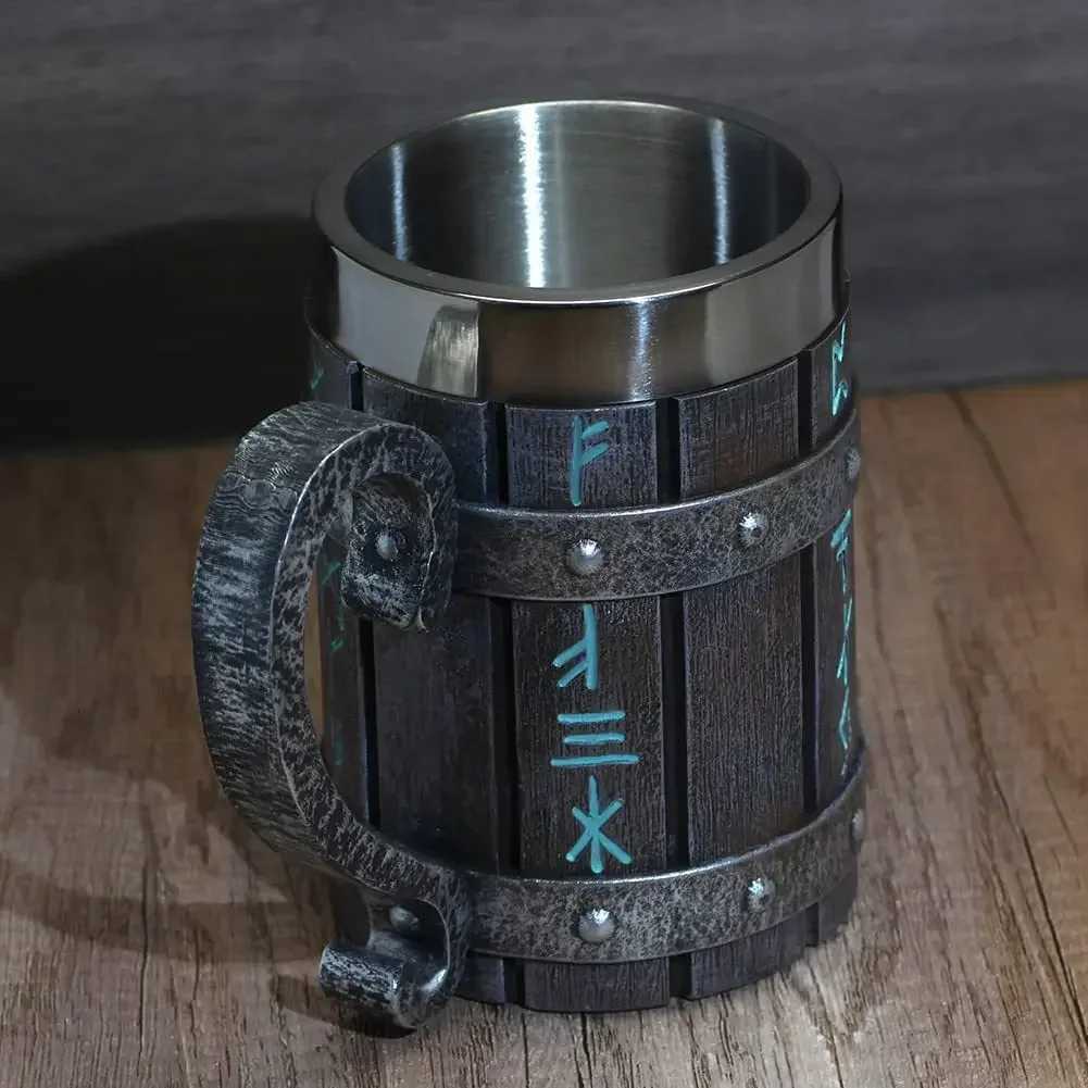 Viking Vintage Oak Barrel Beer Mug Stein with Stainless Steel Liner Coffee Cup Tea Mug Large Capacity Mug Pub Bar Party Gift Y251125