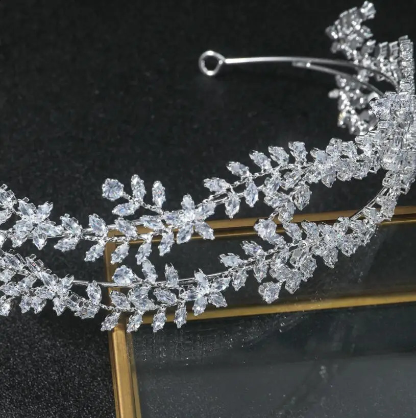 Bridal Headband For Wedding Headpieces Cubic Zirconia CZ Bride Tiaras Crowns For Women Party Prom Hair Jewelry Headdress 250420
