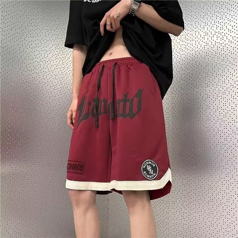 Summer casual shorts for men, American plus size pants, chubby straight leg loose fitting couple style sports five quarter pants