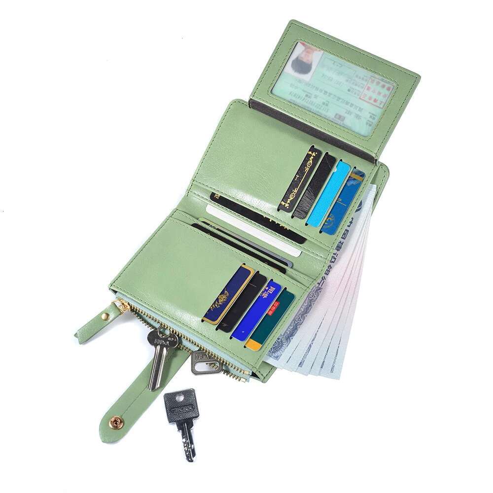 New Ladies Europe And America High Quality PU Leather Short Folding Purse Vertical Double Zipper Fashion Women's Wallet