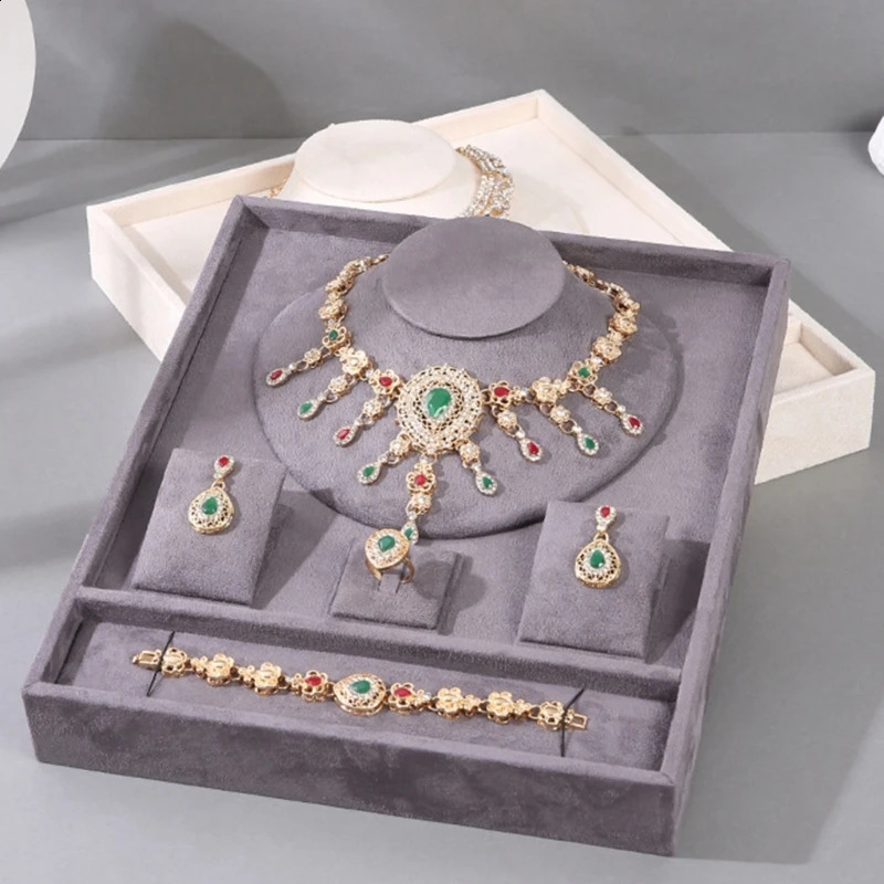 Women Jewelry Packaging Velvet Gift Box Elegant Necklace Earrings Bracelet Ring Kit Display Tray Case for Stores Exhibition 250424