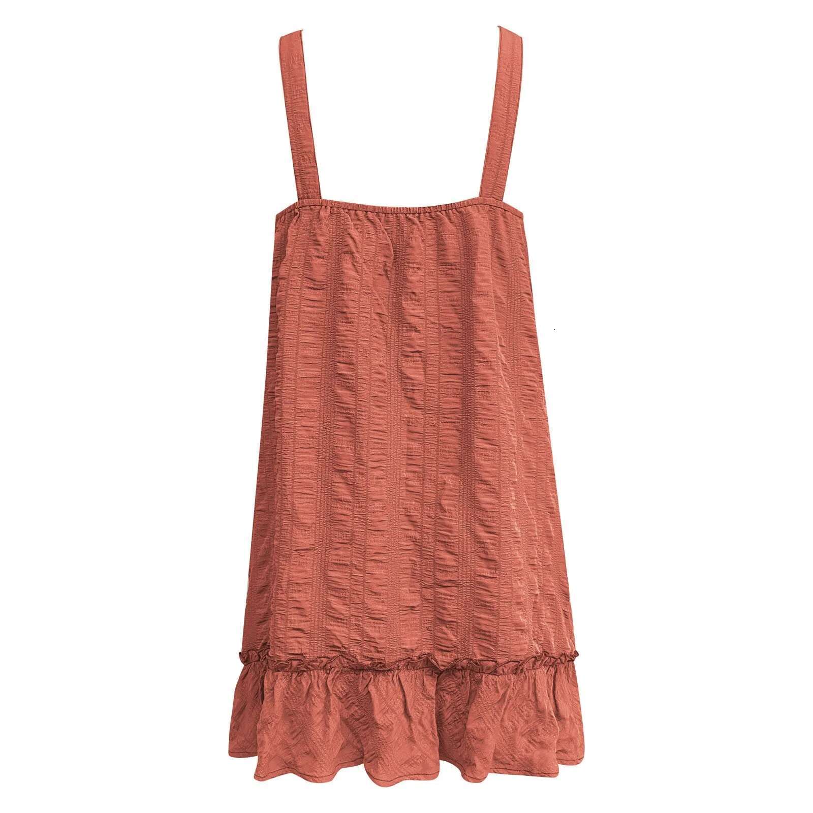 Dongdumaoyi New Summer Spaghetti Strap Dress Solid Color Mini Fashion Button Ruffles Office Lady Dresses For Women Streetwear