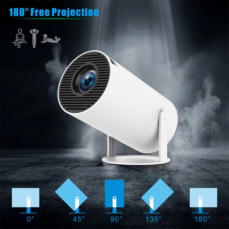 HY300 Pro Projector With Wifi6 and Bluetooth 4K 130'' Screen 1280*720P 160ANSI Portable Smart Projector 180 Degree Rotation H713 Chip Androi