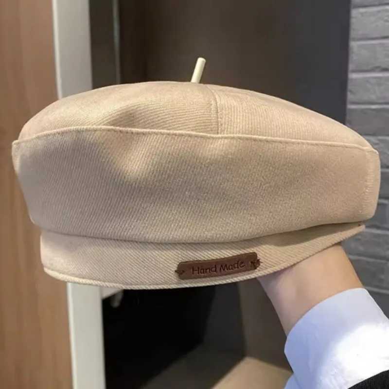 Retro Handmade Beret Spring Autumn Women Black Beige Woolen Beret Khaki Brown Painter Hat Female Winter Temperament Sense Cap J251125