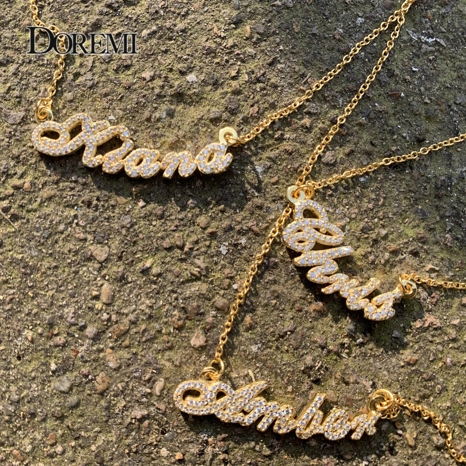DOREMI S925 Custom Name Necklace Crystal Pendant s925 Sterling silver Chain Zircon Letter Necklace for Mom Women Anti-allergy 250425