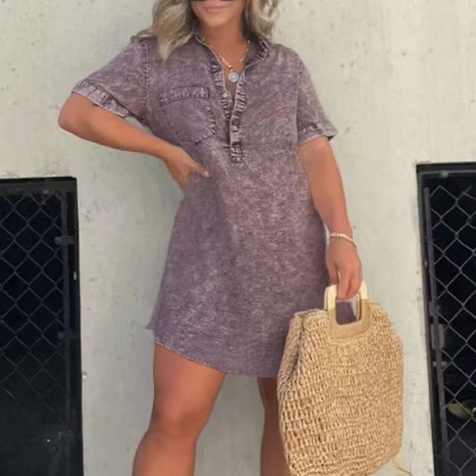Dongdumaoyi Summer Women S Denim Dress Large Size Cowboy Style Blue V Collar Pockets Casual Fashion Ladies Clothes Female Long Dresses