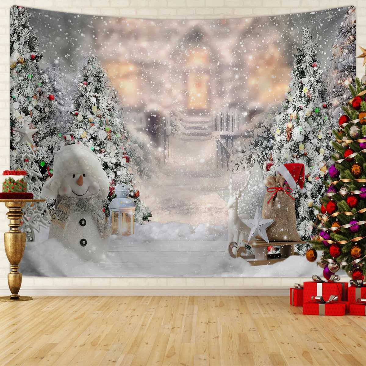 1pc Christmas tapestry Christmas tree snow scene photography background cloth Christmas event party shooting screenM251125