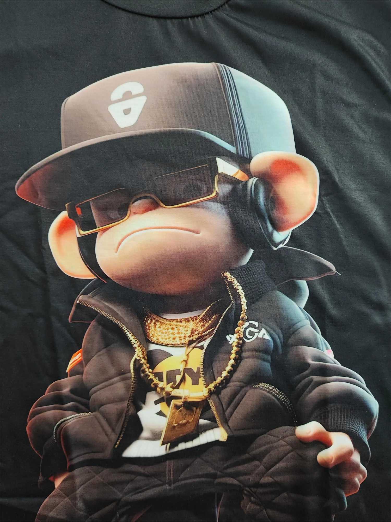 Hip hop monkey pattern printed T-shirt O-neck short sleeved T-shirt designer clothing mens monkey pattern printed mens T-shirt W250425