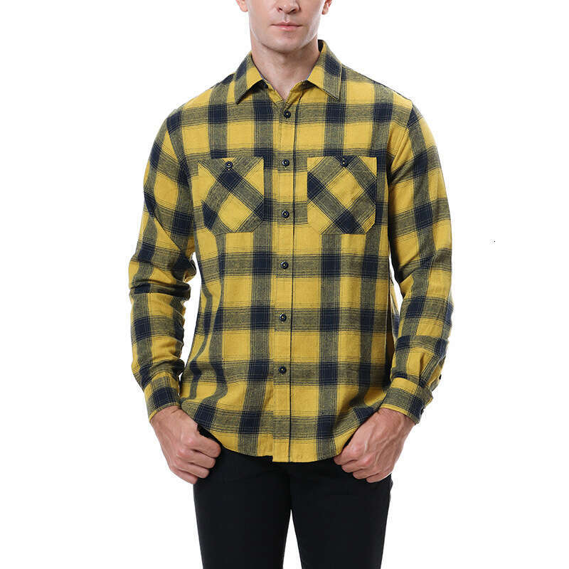 Men's plaid flannel brushed warm men's European and American shirt, 2025 new casual versatile fashion clothing
