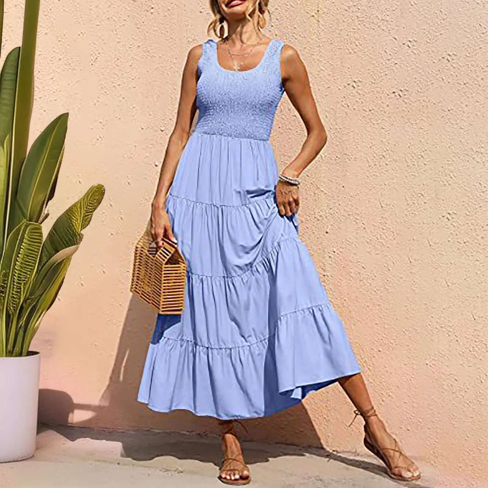 Dongdumaoyi Summer Maxi Dress Women Elegant Long Party Ladies Fashion A Line Ruched For Sundress New